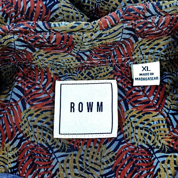 Mens ROWM Floral Shirt Size XL Short Sleeves Tropical Multicolor Rust Button Up - Picture 4 of 6